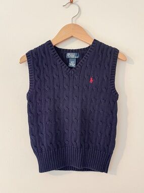 POLO RALPH LAUREN EUC Boys Navy Cable
Knit Sweater Vest